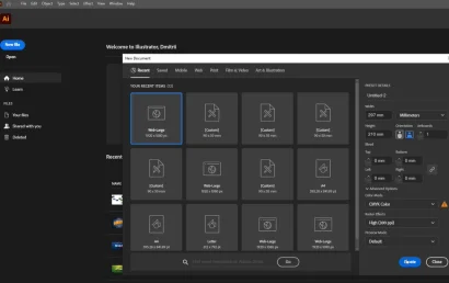 создание файла в Adobe Illustrator 